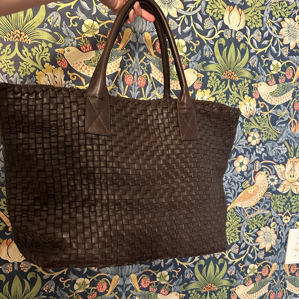 FALOR leather woven brown bag Italy